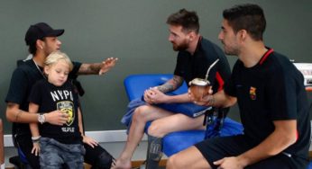 Neymar estuvo presente en el entrenamiento del Barcelona